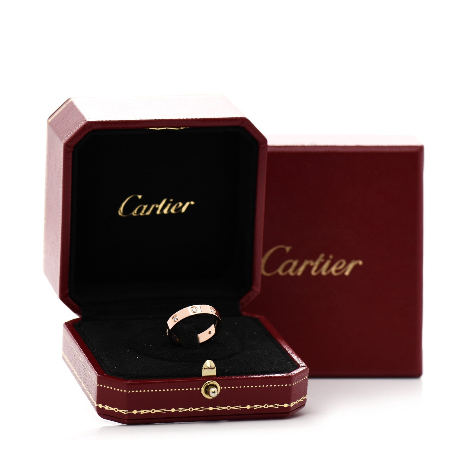 Cartier 18K Pink Gold 8 Diamond 4mm LOVE Wedding Band Ring 52 6 5 of 5