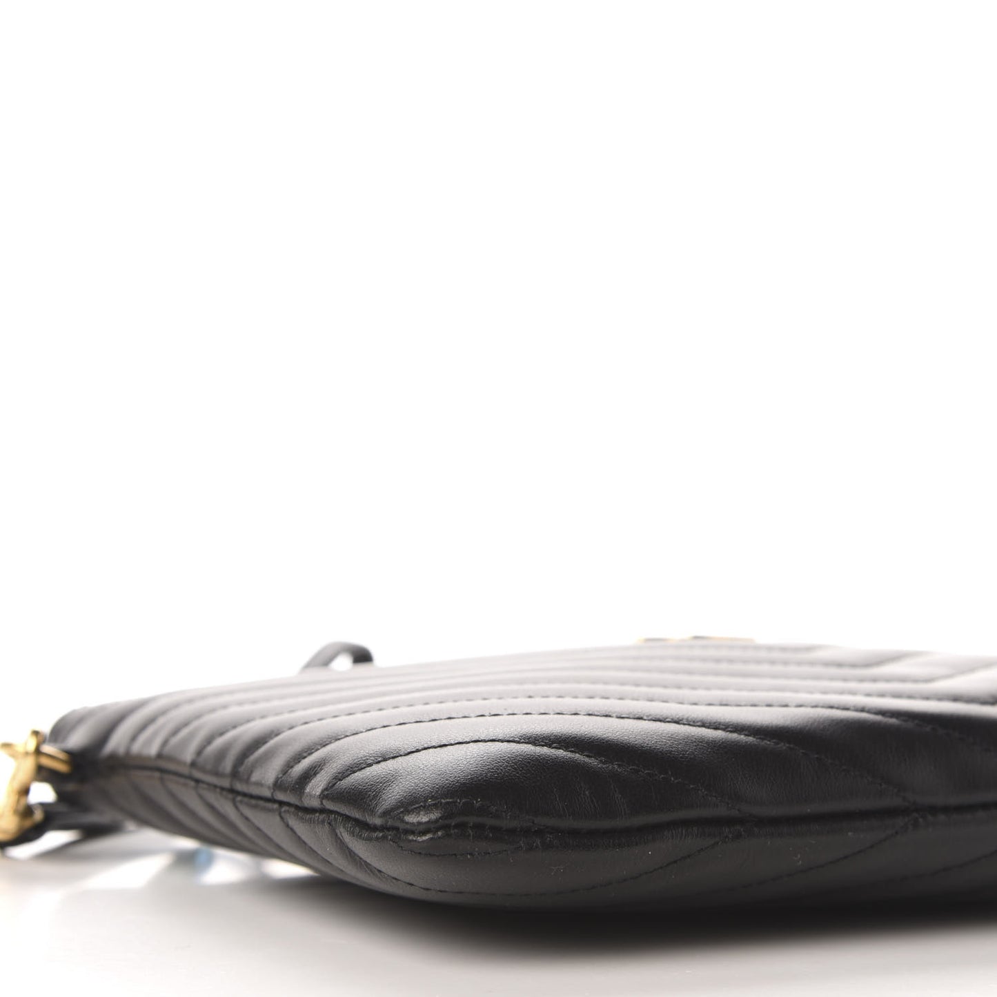 Calfskin Matelasse Chevron Monogram A5 Wristlet Black