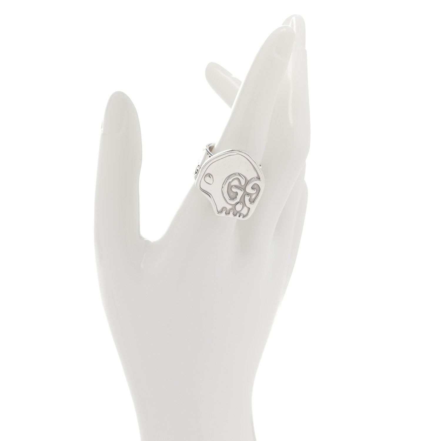Gucci Sterling Silver GucciGhost Hamlet Skull Ring 59 8.75 2 of 6