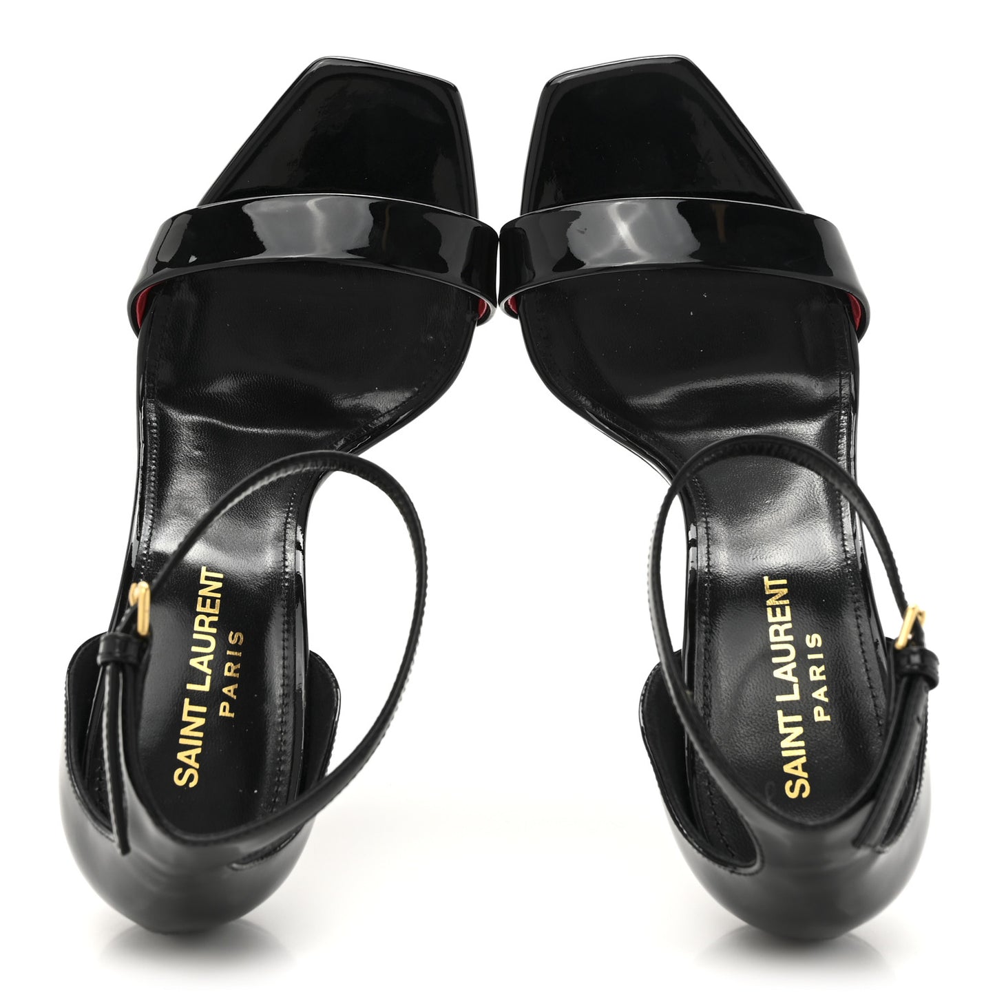 Patent Calfskin Amber 105 Ankle Strap Sandals 37 Black
