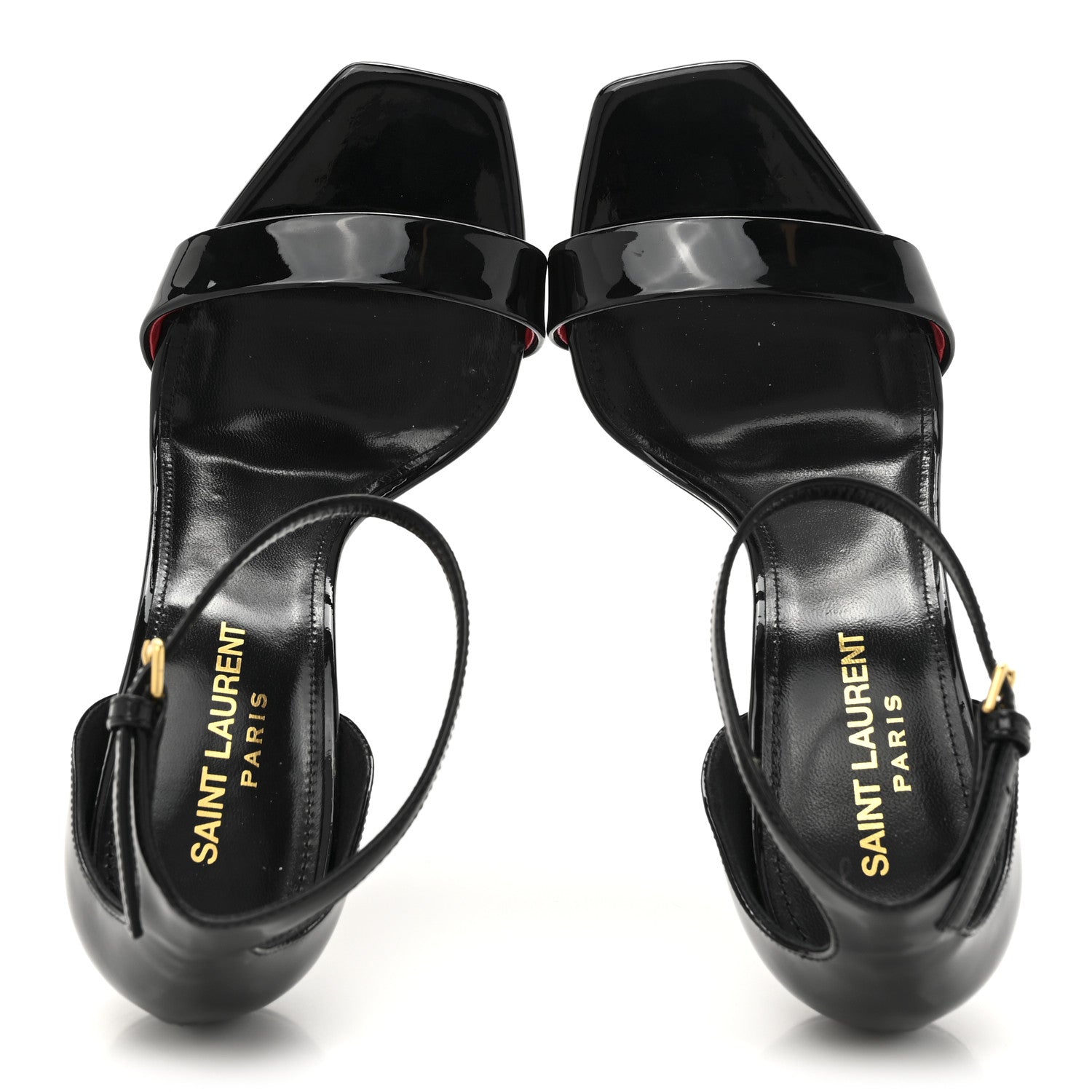 Saint Laurent Patent Calfskin Amber 105 Ankle Strap Sandals 37 Black 2 of 12