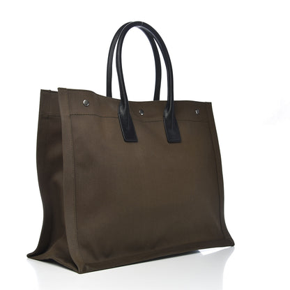Saint Laurent Linen Calfskin Rive Gauche Tote Khaki 3 of 14