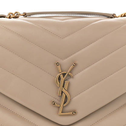 Saint Laurent Calfskin Y Quilted Monogram Medium Loulou Chain Satchel Nude Powder 8 of 15