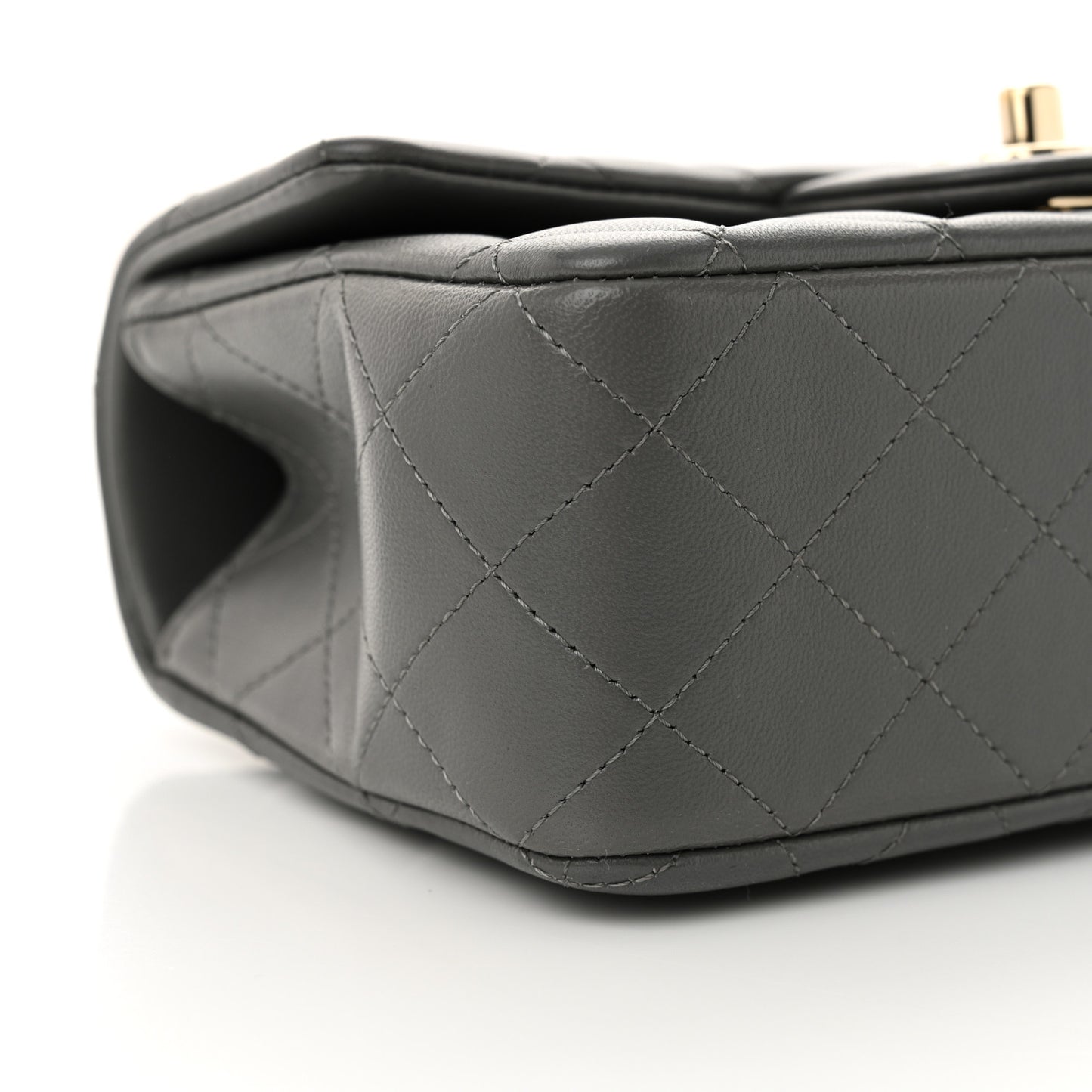 Lambskin Quilted Mini Top Handle Rectangular Flap Grey