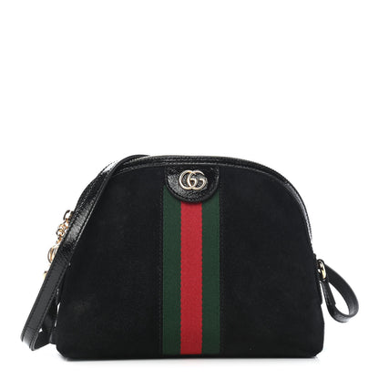 Gucci Suede Patent Web GG Small Ophidia Dome Shoulder Bag Black 1 of 9
