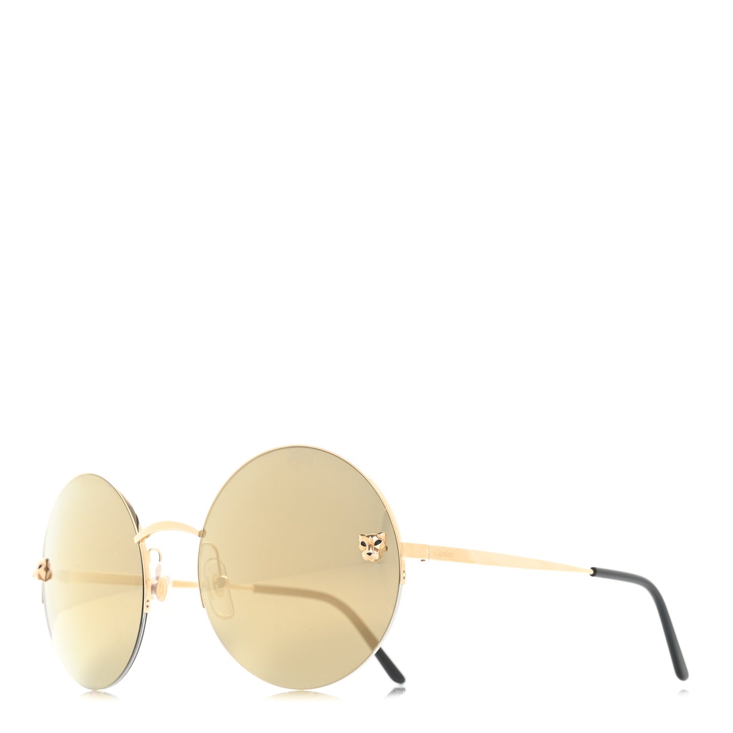 Panthere De Cartier Round Sunglasses Gold