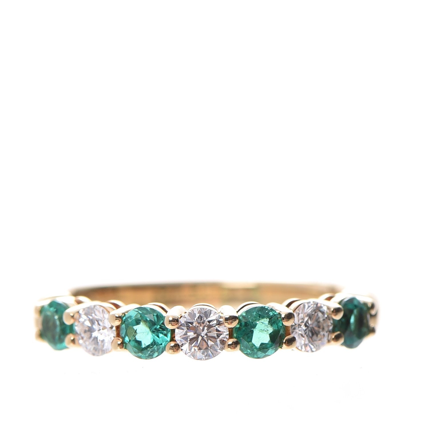 Tiffany 18K Yellow Gold Emerald Diamond Band Ring 4.75 4 of 7