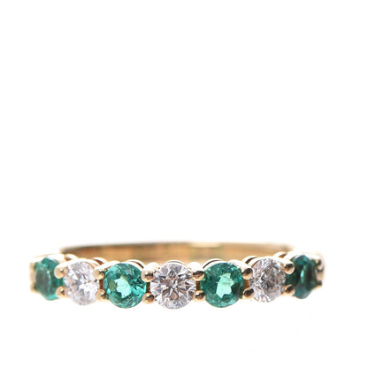 Tiffany 18K Yellow Gold Emerald Diamond Band Ring 4.75 4 of 7