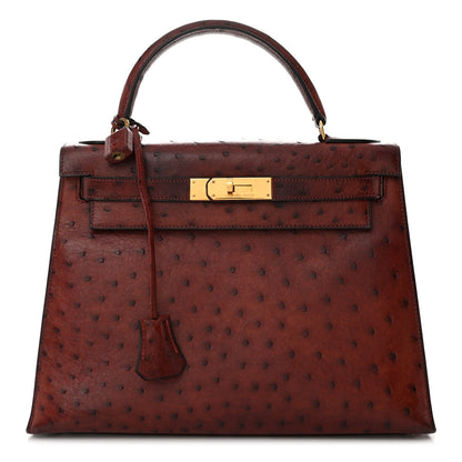 Hermes Ostrich Kelly Sellier 28 Rouge H 1 of 16