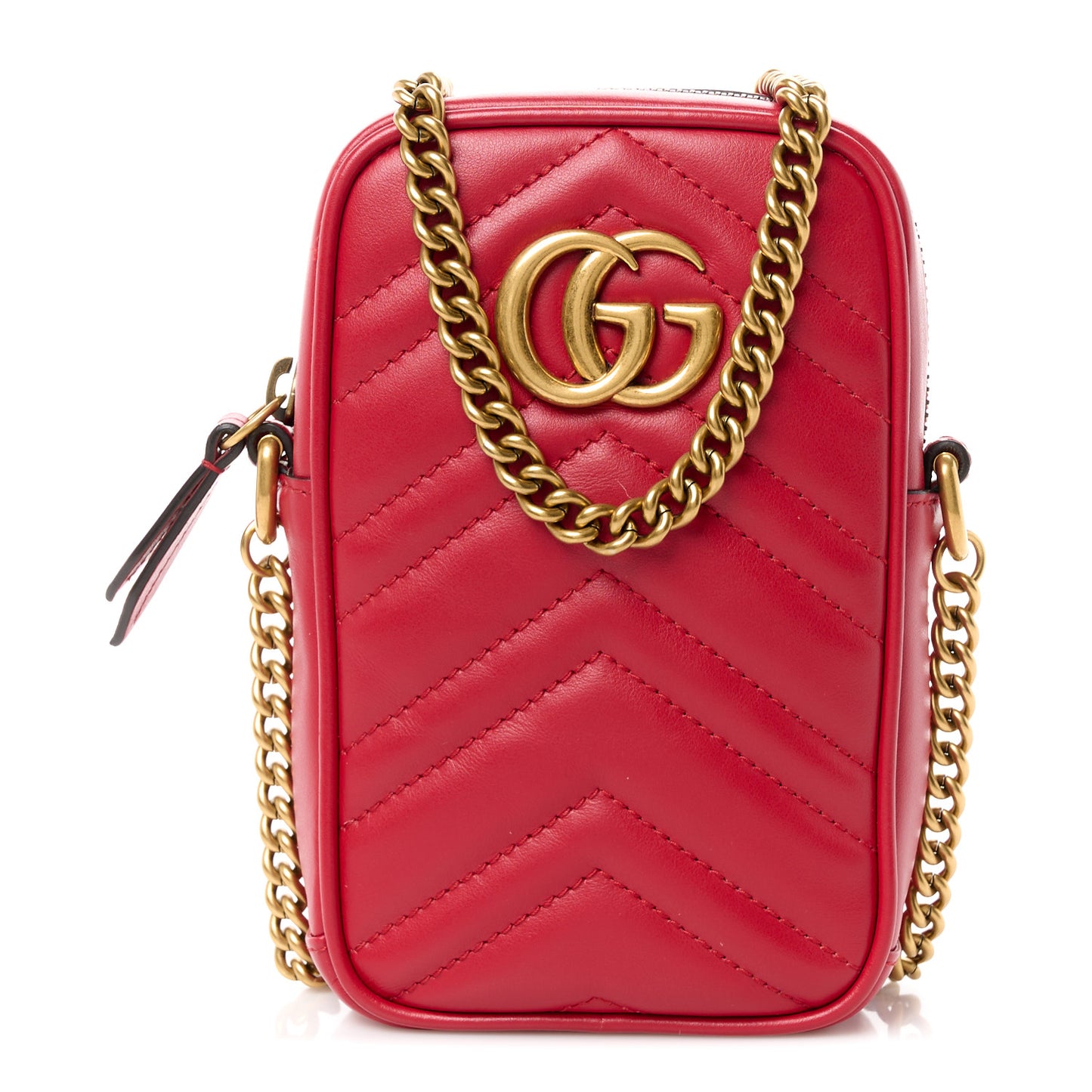 Calfskin Matelasse Mini GG Marmont Crossbody Bag Hibiscus Red