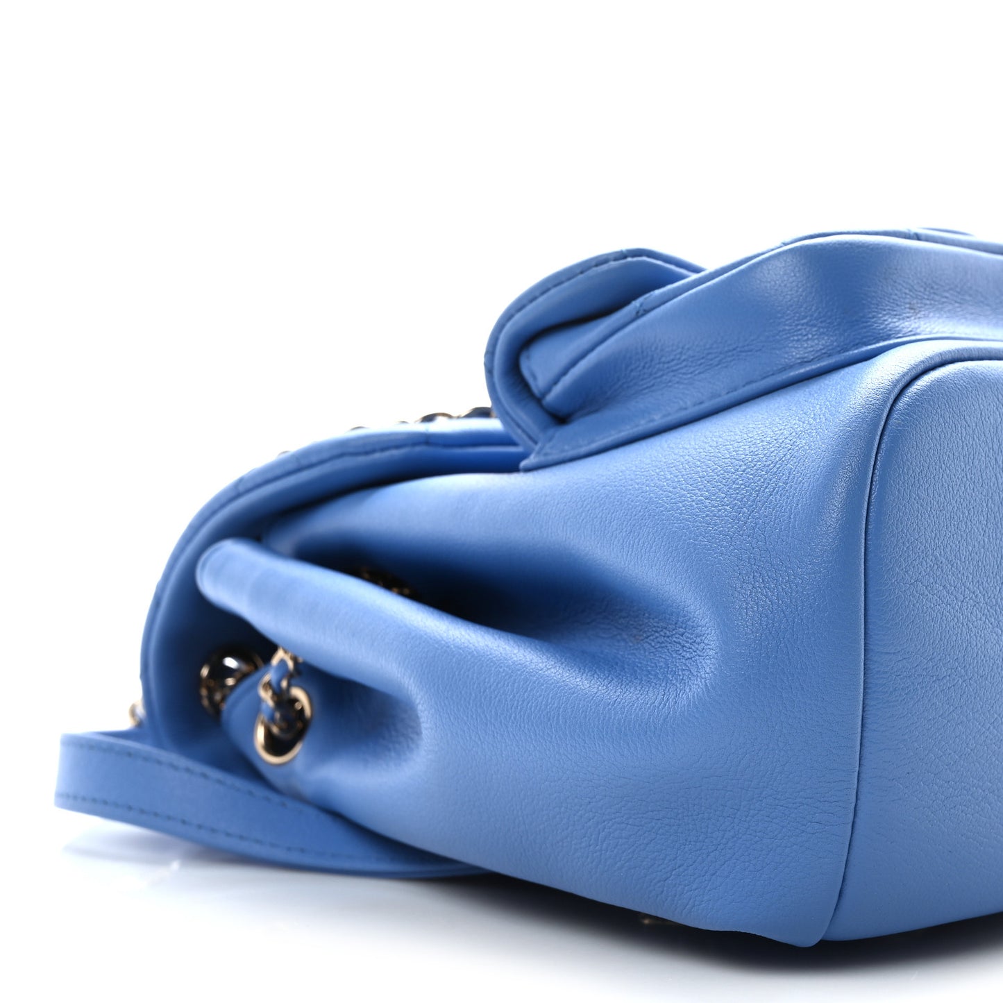Lambskin Quilted Small Duma Drawstring Backpack Blue