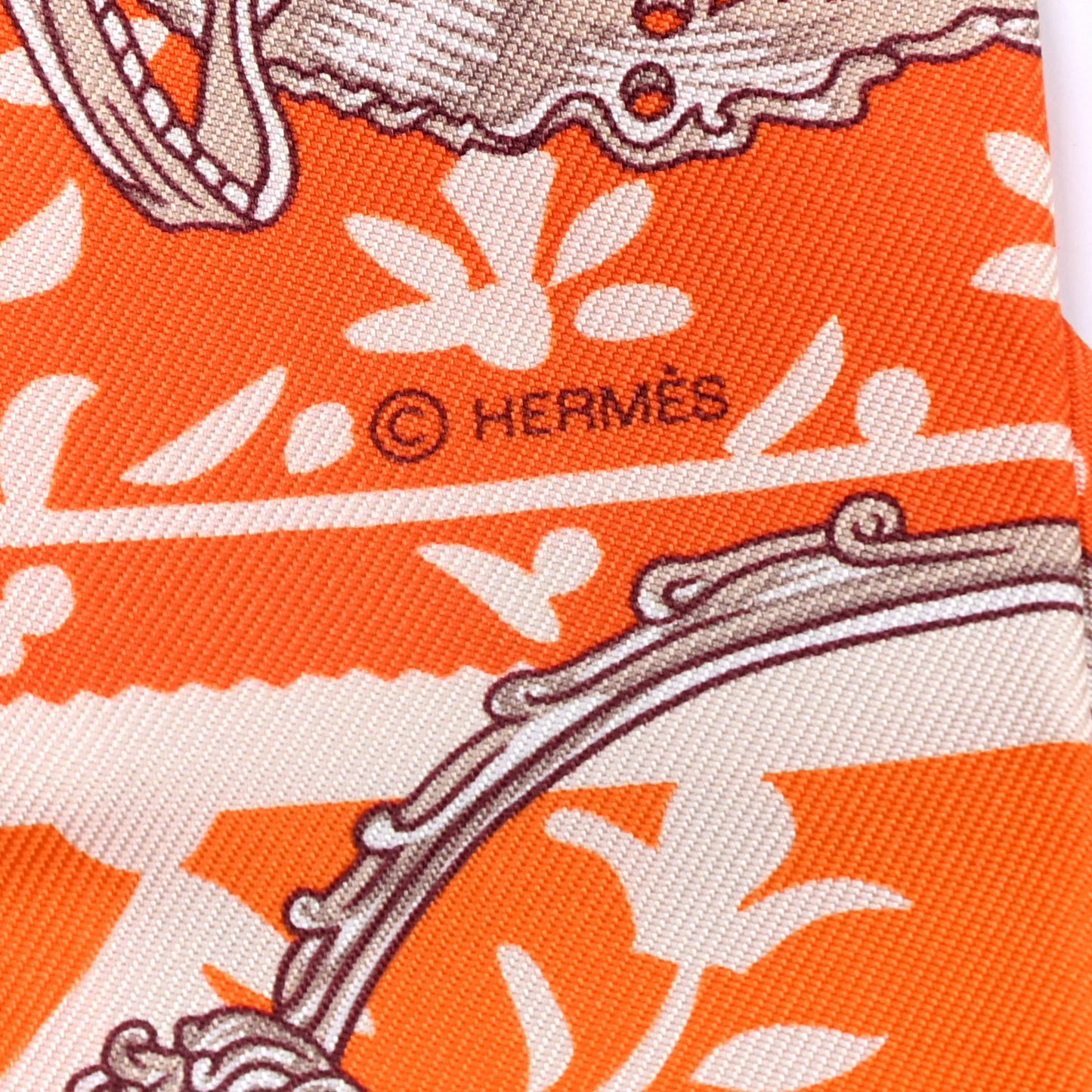 Silk Etriers Remix Twilly Orange Creme Beige