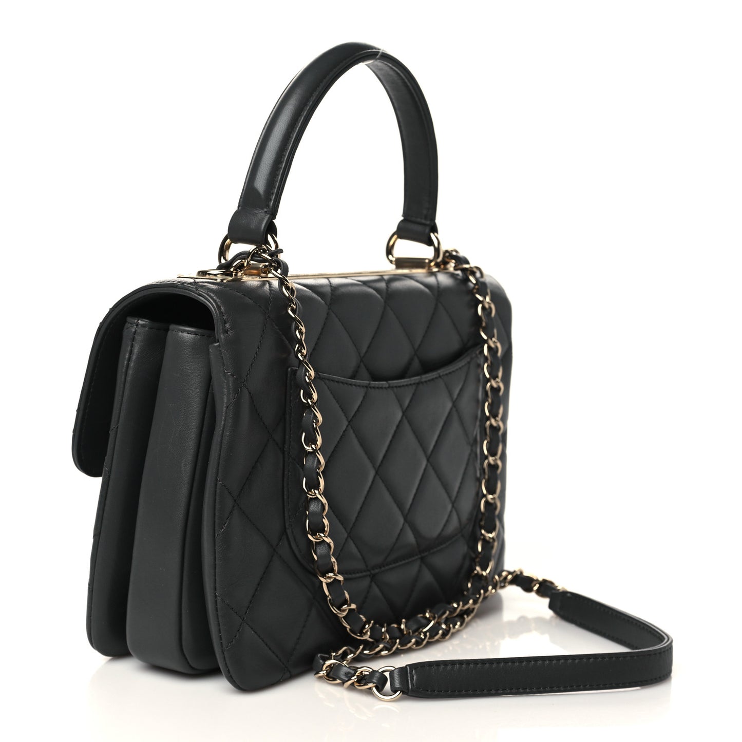 Lambskin Quilted Small Trendy CC Dual Handle Flap Bag Dark Grey