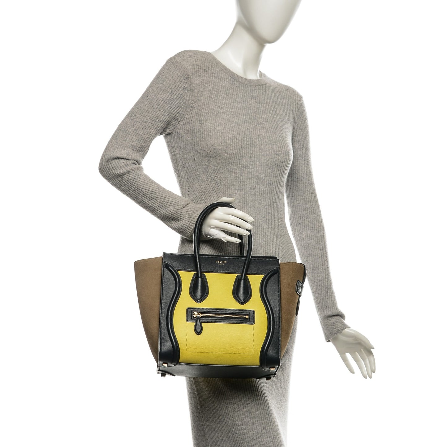 Nubuck Grained Calfskin Micro Tri-Color Luggage Fluo Yellow