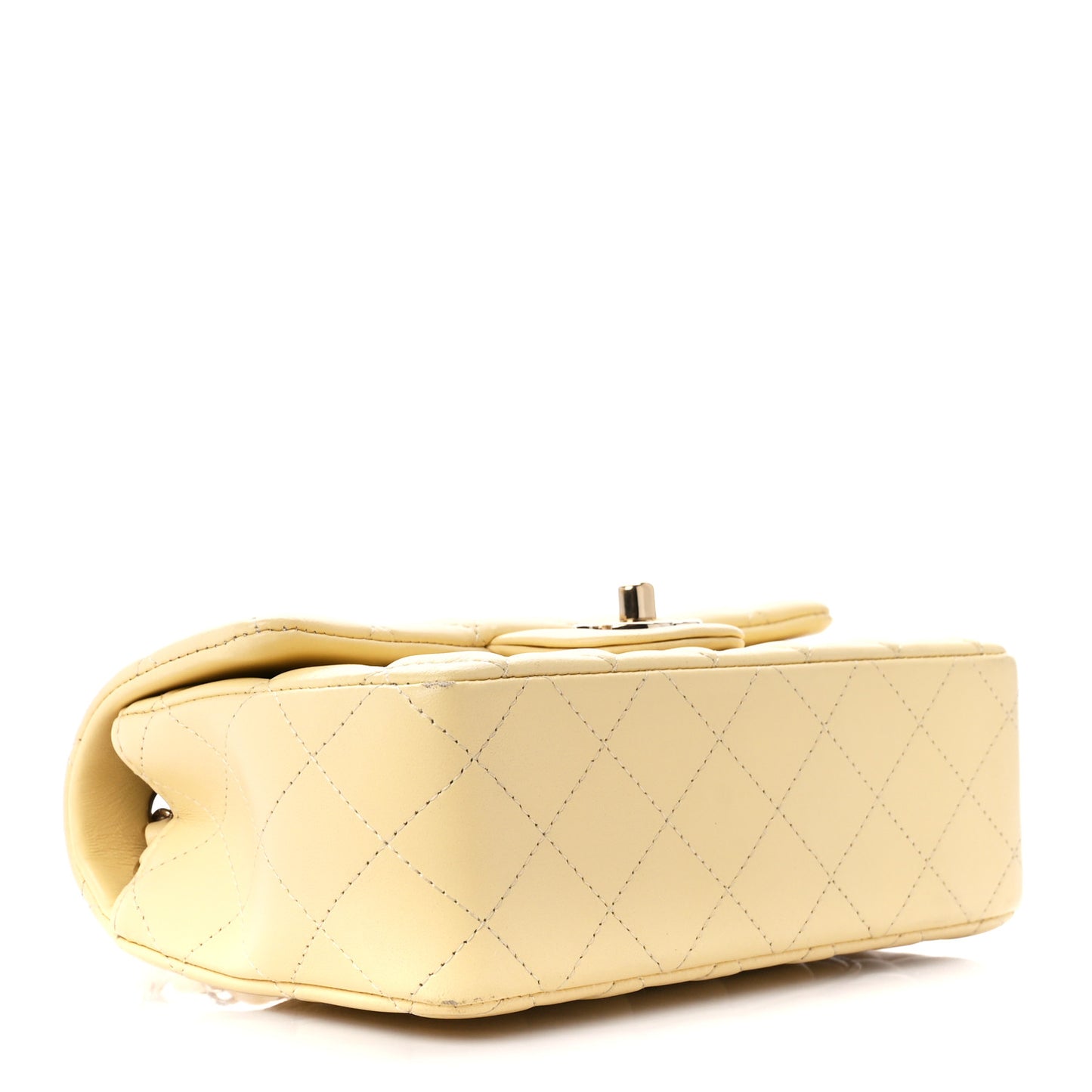 Lambskin Quilted Mini Rectangular Flap Light Yellow
