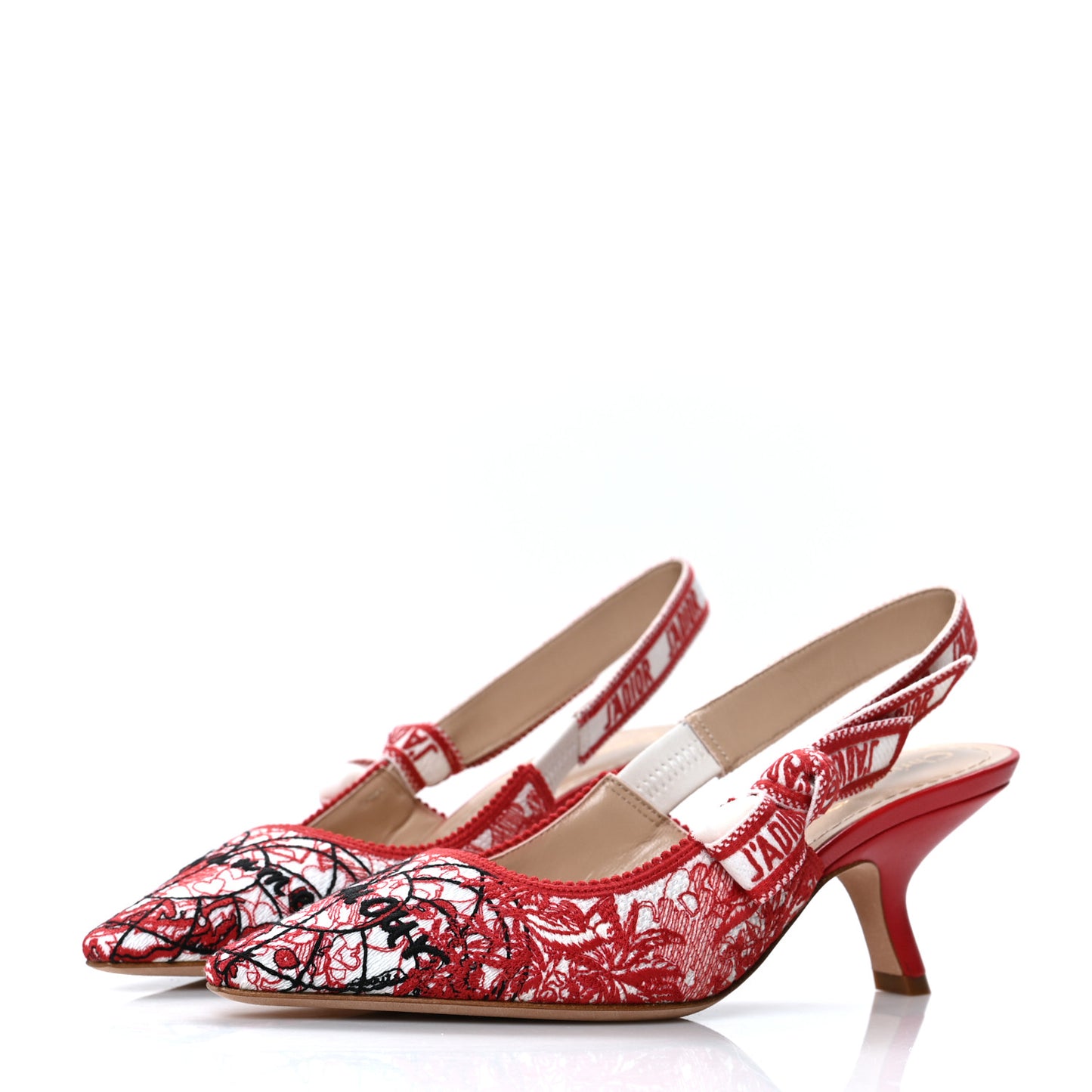 Cotton Ribbon Dioramour D-Royaume J'Adior Slingback 65mm Pumps 35 White Deep Red