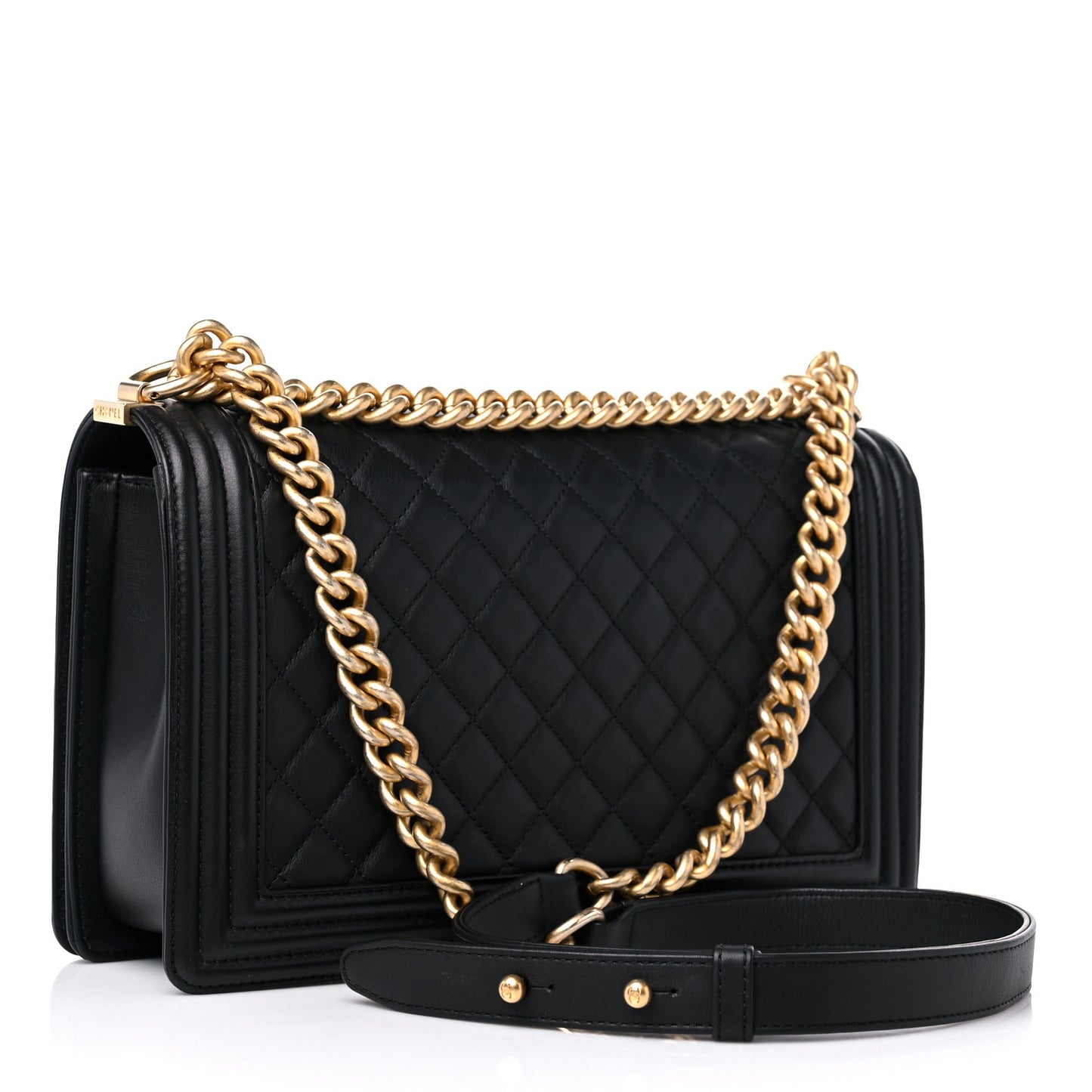 Calfskin Quilted New Medium Boy Flap Black