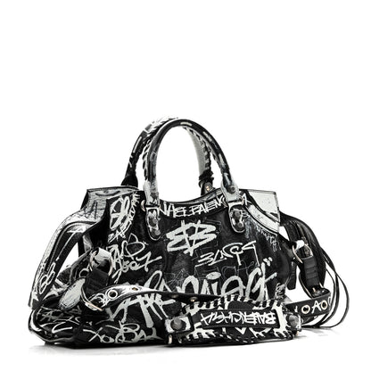 Balenciaga Agneau Arena Graffiti Neo Cagole City Handbag Black White 3 of 10