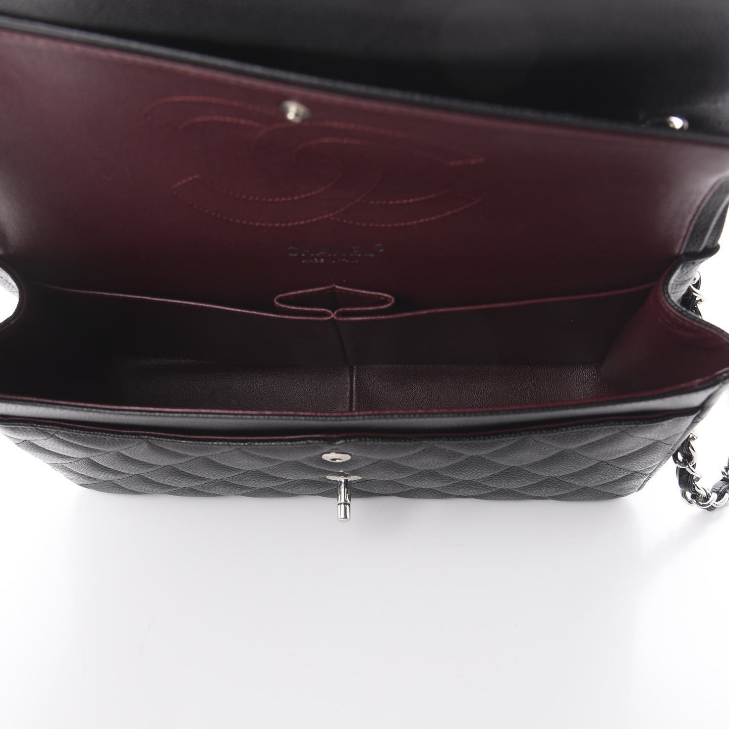 Caviar Quilted Jumbo Double Flap Black