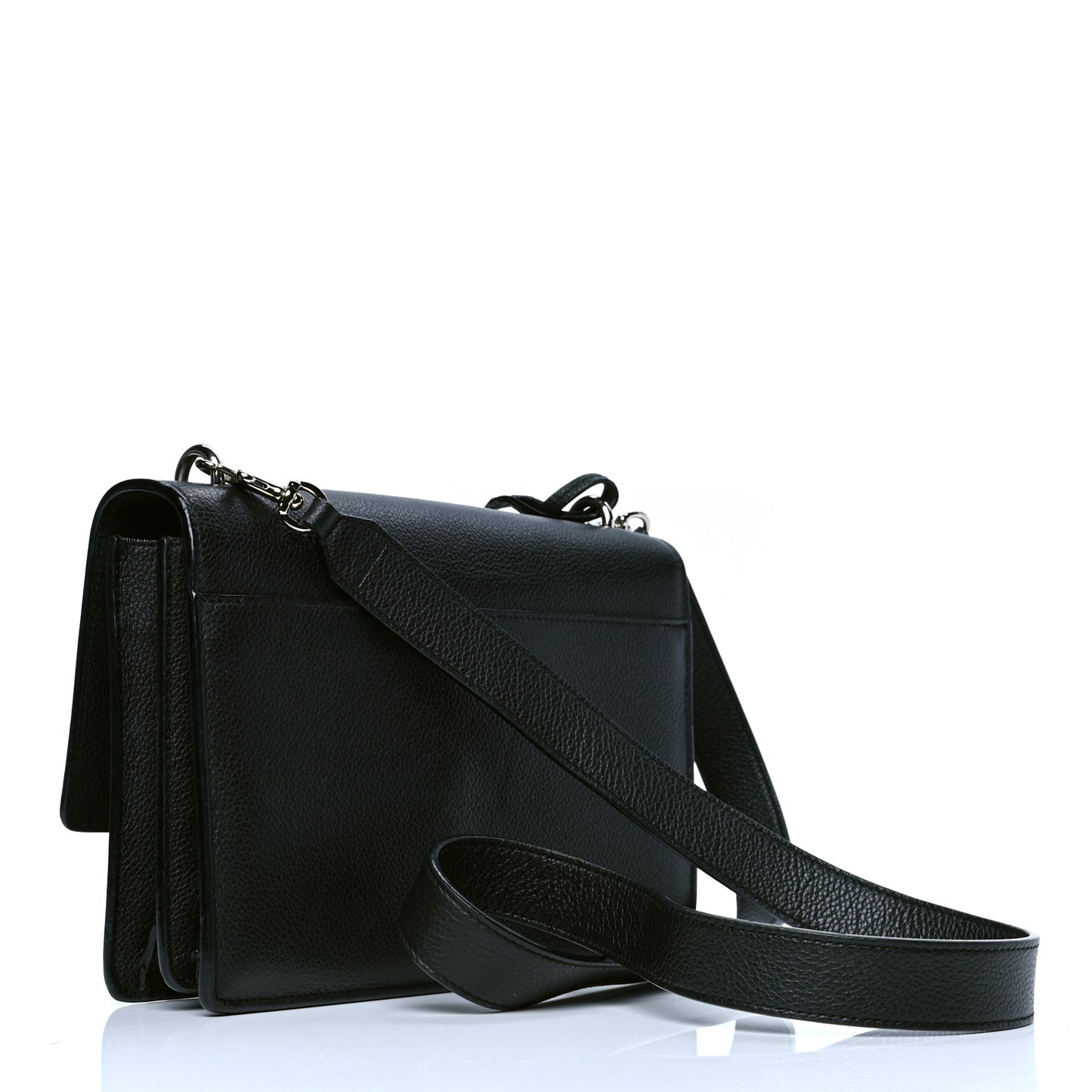 Grained Calfskin Medium Monogram Sunset Satchel Black