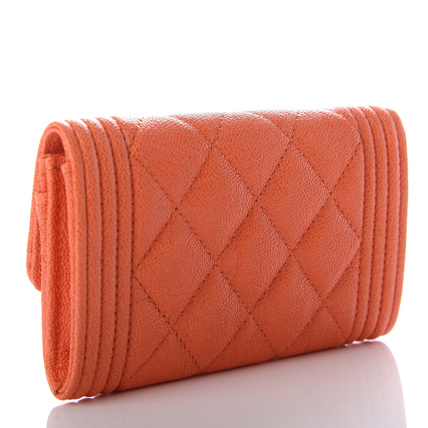Chanel Caviar Quilted Boy Flap Card Holder Orange 3 of 9