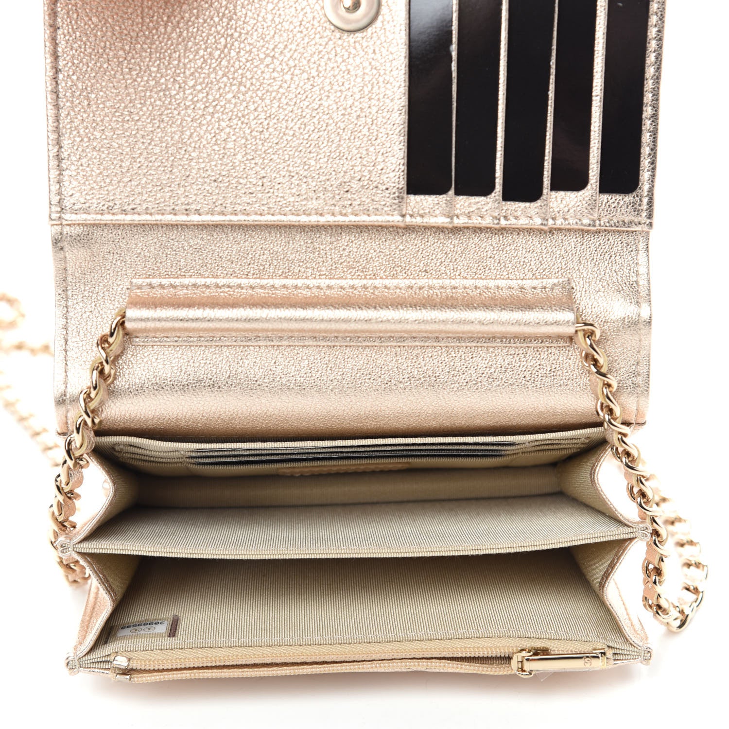 Chanel Metallic Lambskin Quilted Mini Wallet On Chain WOC Gold 5 of 11