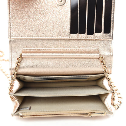 Chanel Metallic Lambskin Quilted Mini Wallet On Chain WOC Gold 5 of 11