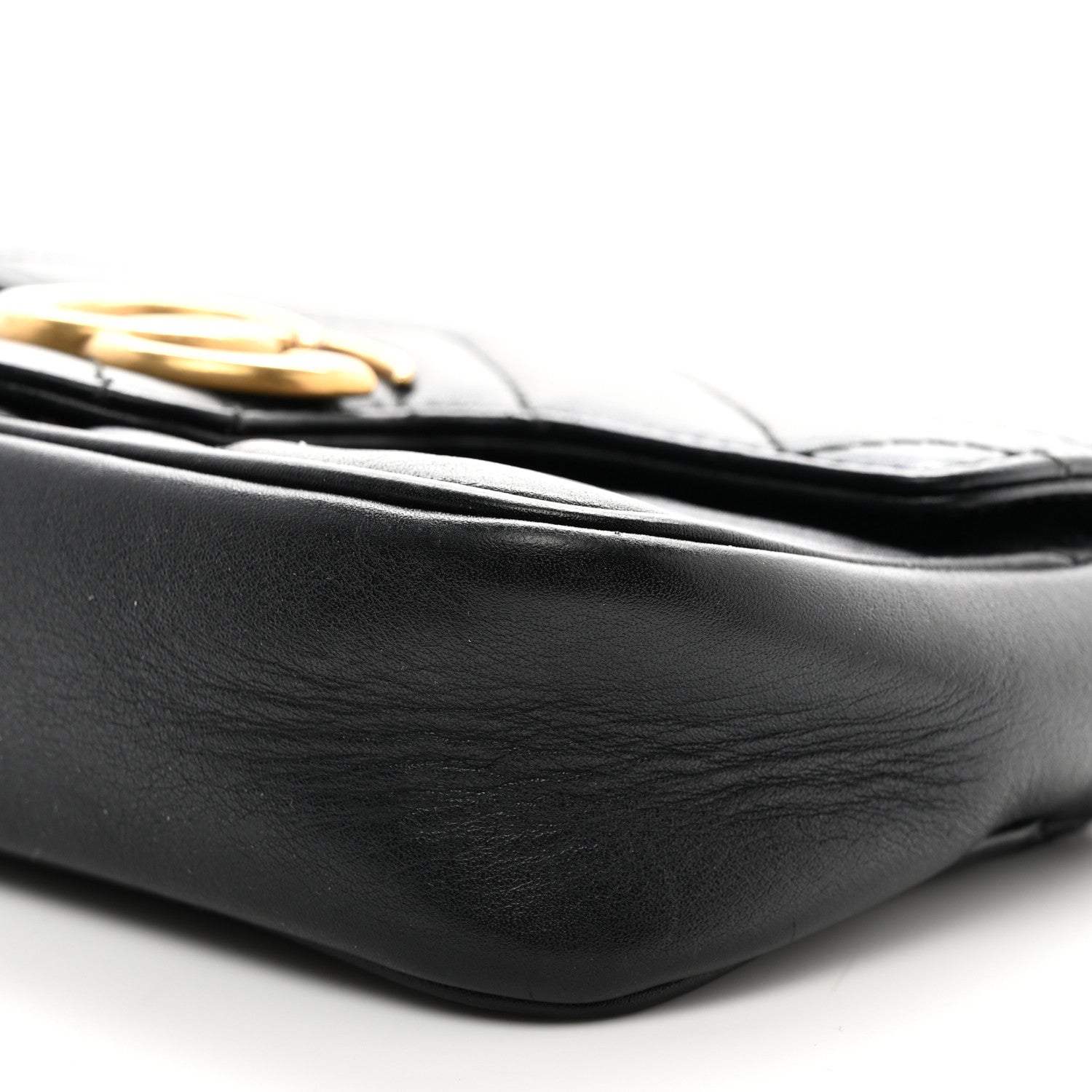 Gucci Calfskin Matelasse Super Mini GG Marmont Shoulder Bag Black 10 of 11
