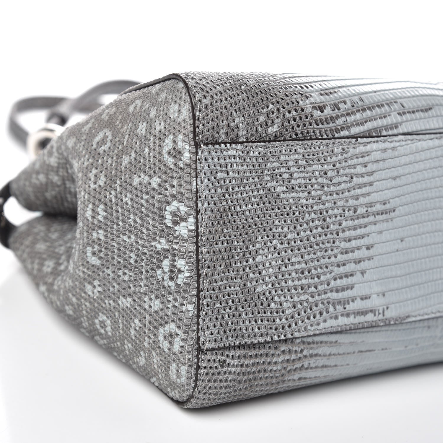 Fendi Lizard Togo Shiny Nappa Mini Peekaboo Iconic Satchel Pale Blue 9 of 11