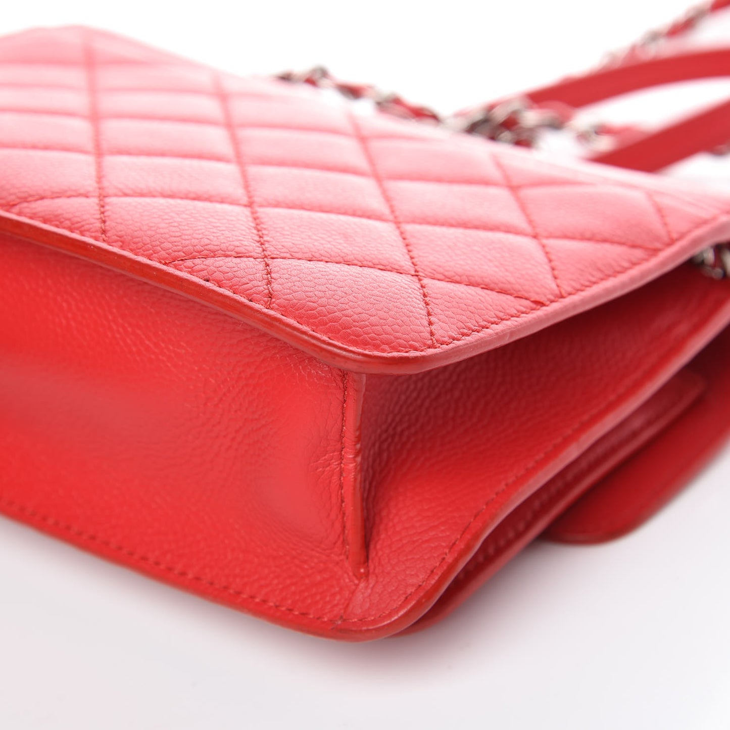 Grained Calfskin Quilted Small CC Box Flap Red