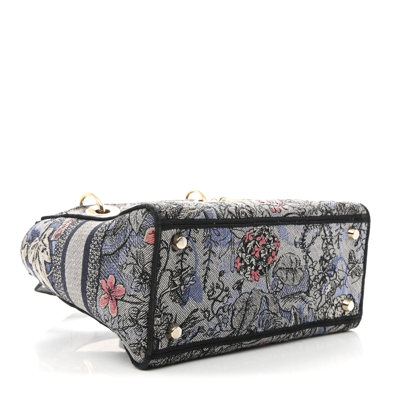 Christian Dior Canvas Embroidered Jardin Magique Medium Lady D-Lite Denim Multicolor 4 of 13