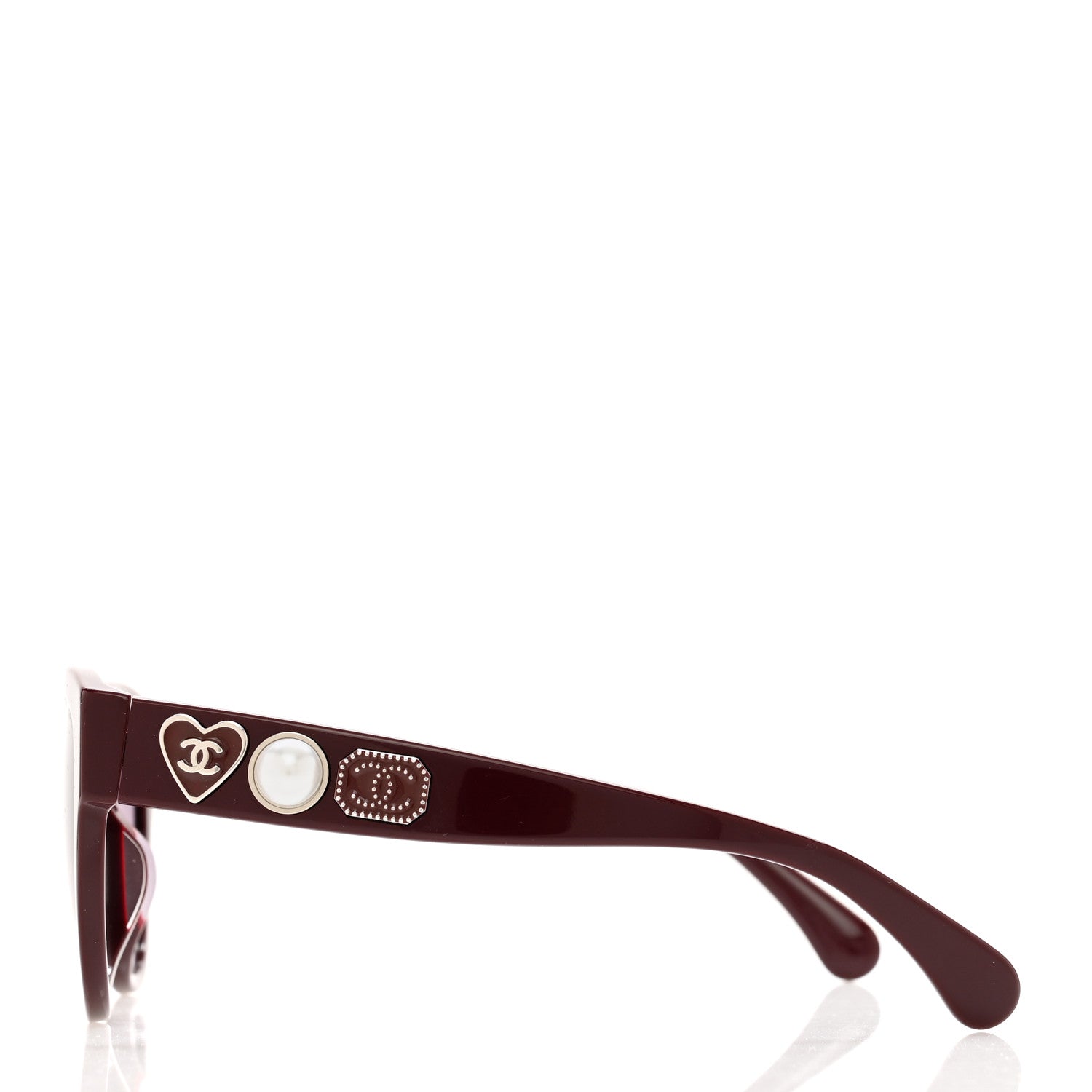 Chanel Acetate Charms Pearl Square Sunglasses 5479-A Burgundy 3 of 7