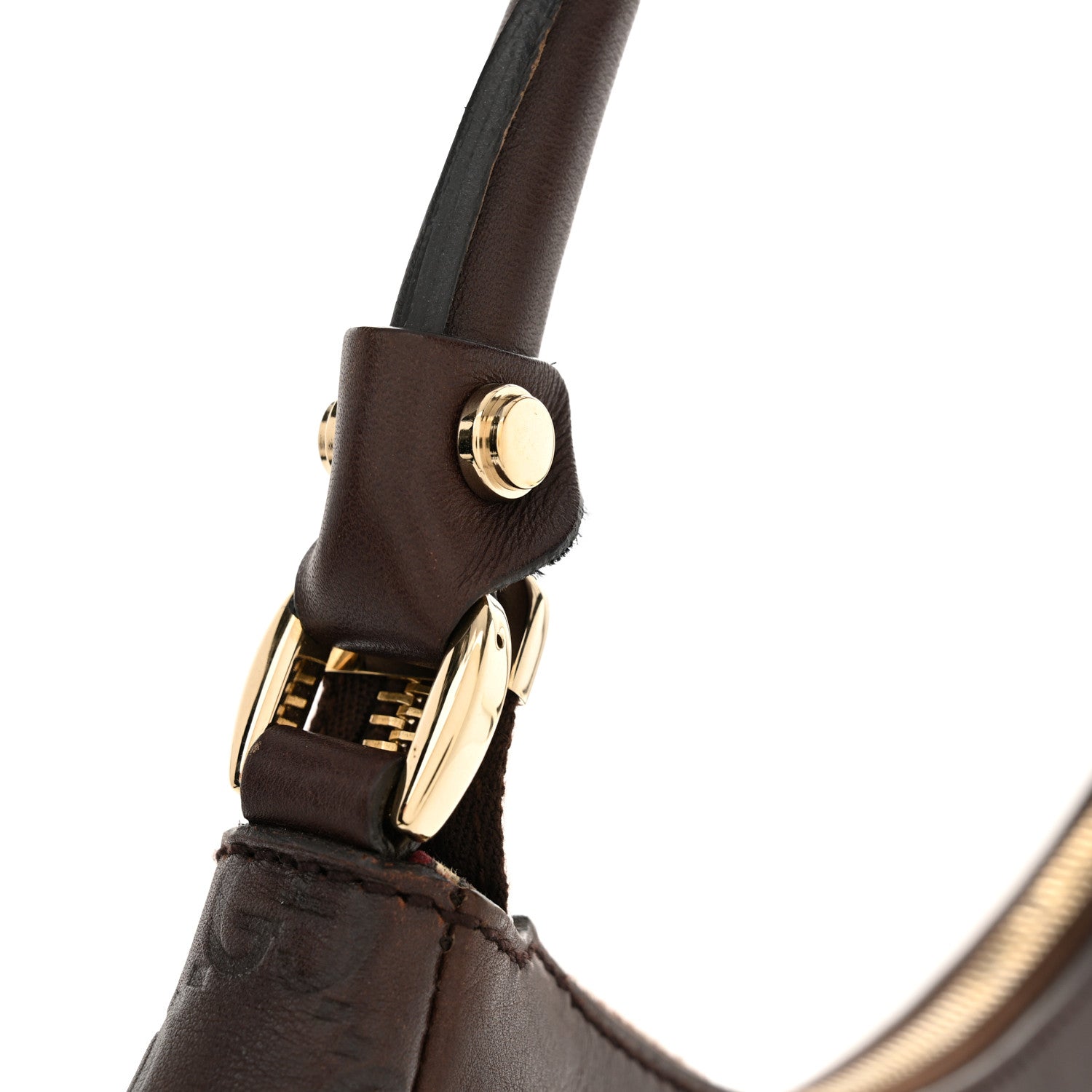 Gucci Guccissima Small D Gold Ring Shoulder Bag Chocolate Brown 11 of 14