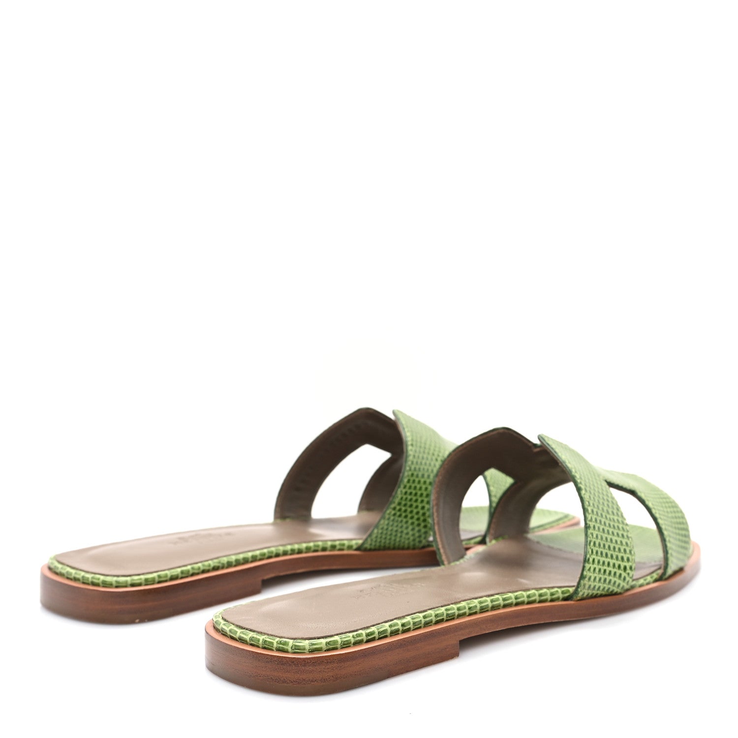 Hermes Lizard Oran Sandals 37 Pelouse 5 of 10
