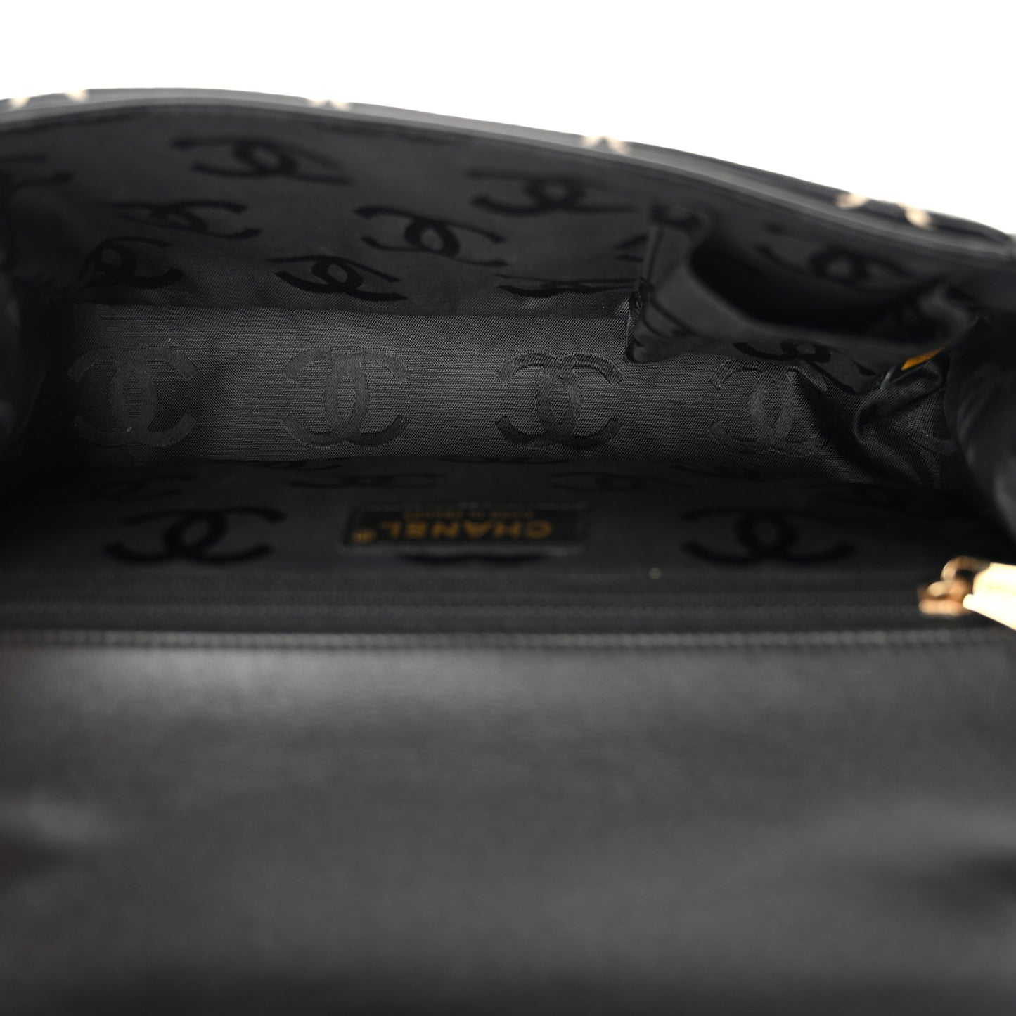 Calfskin Quilted Wild Stitch Flap Black