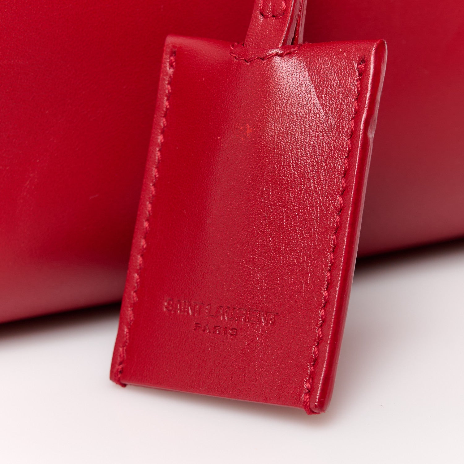 Saint Laurent Calfskin Classic Duffle 6 Red 9 of 13