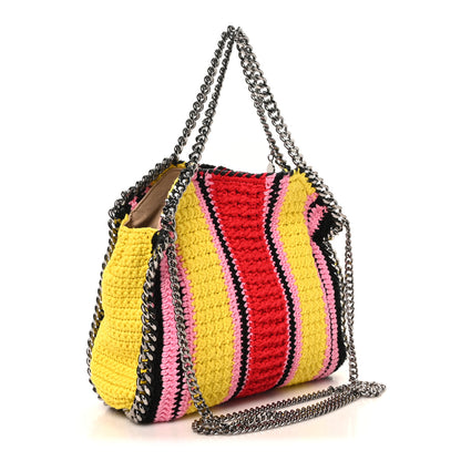 Stella McCartney Cotton Crochet Striped Mini Falabella Tote Pink Multicolor 3 of 9