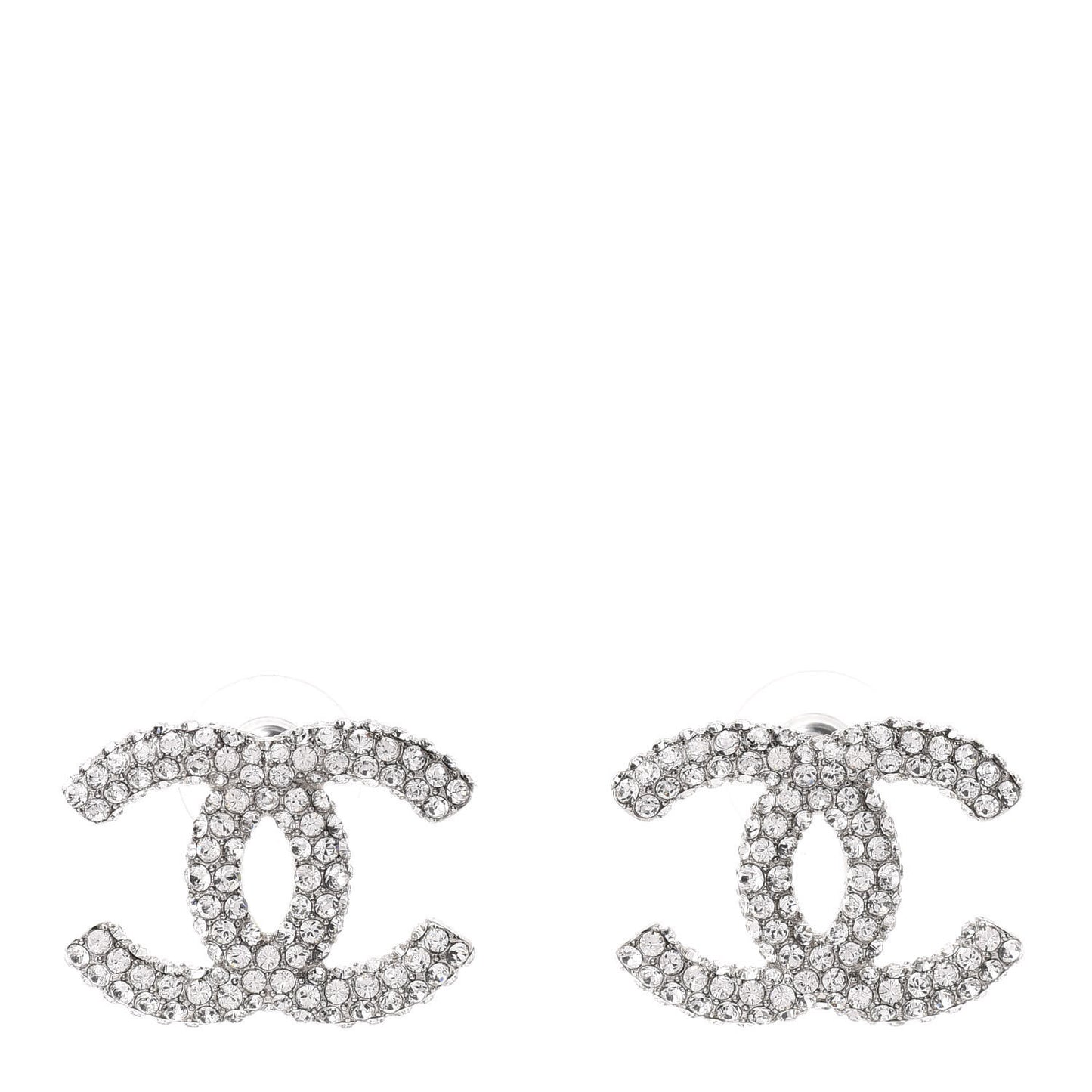 Crystal CC Treasure Chest Earrings Silver