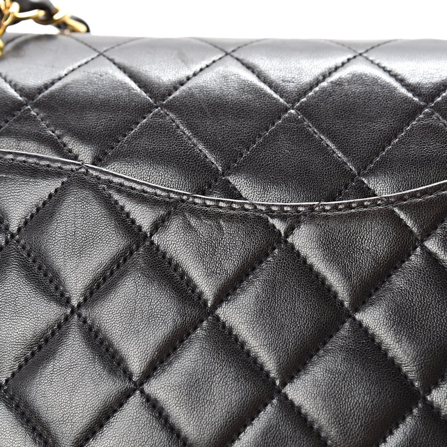 Lambskin Quilted Medium Double Flap Black