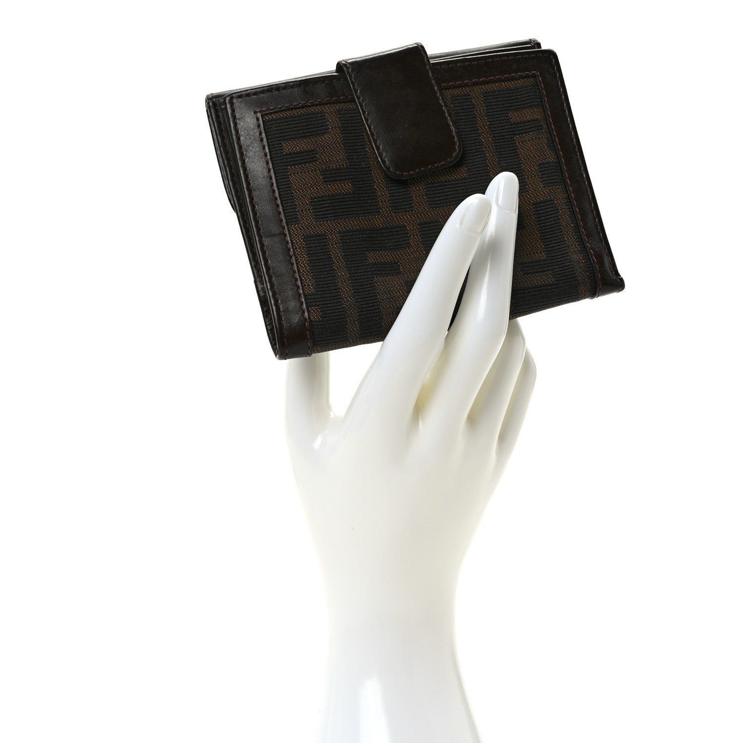 Fendi Zucca Calfskin Compact Wallet Tobacco 2 of 7