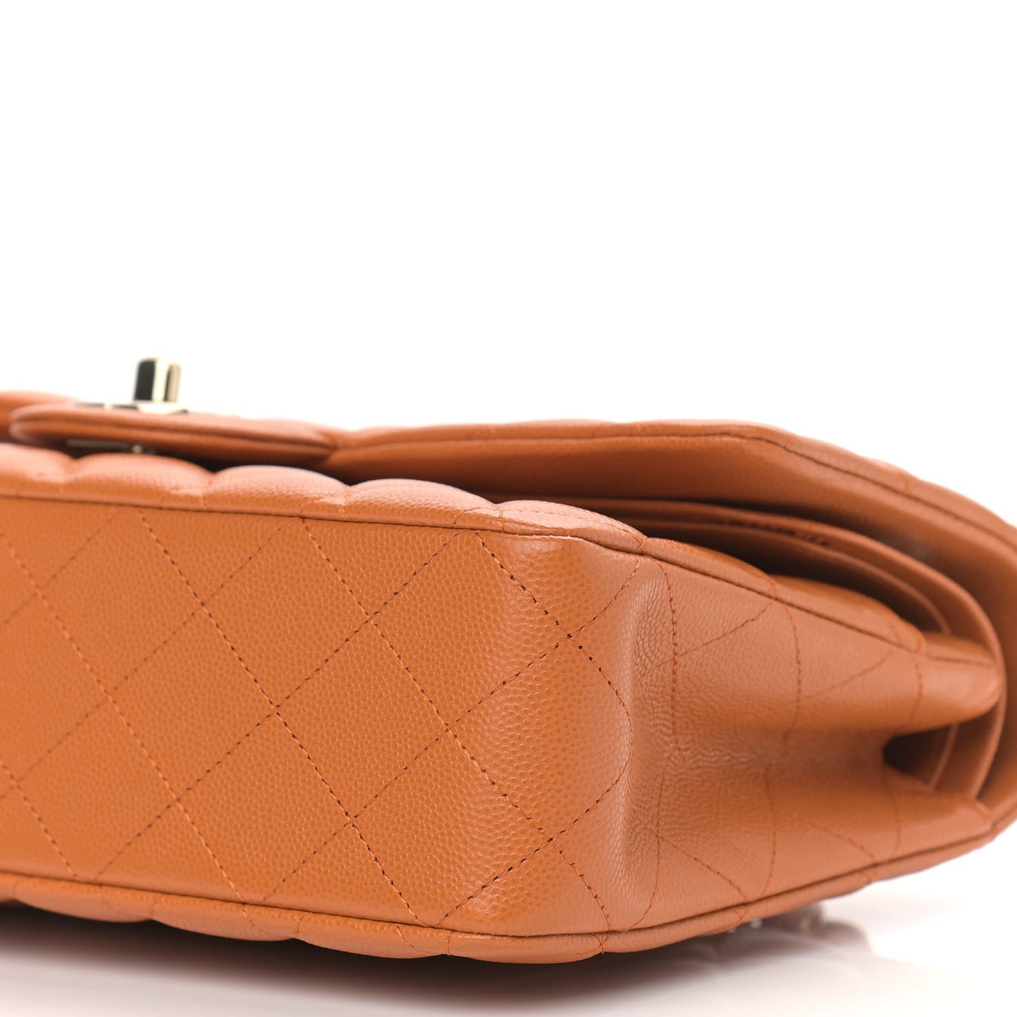 Caviar Quilted Medium Double Flap Light Brown