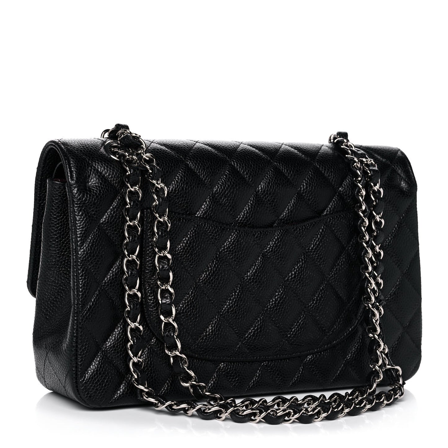 Caviar Quilted Medium Double Flap Black