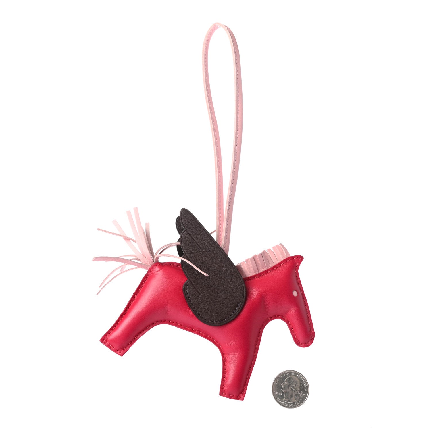 Hermes Milo Lambskin Grigri Rodeo Pegase Horse Bag Charm MM Framboise Rose Sakura Rouge Sellier 2 of 4