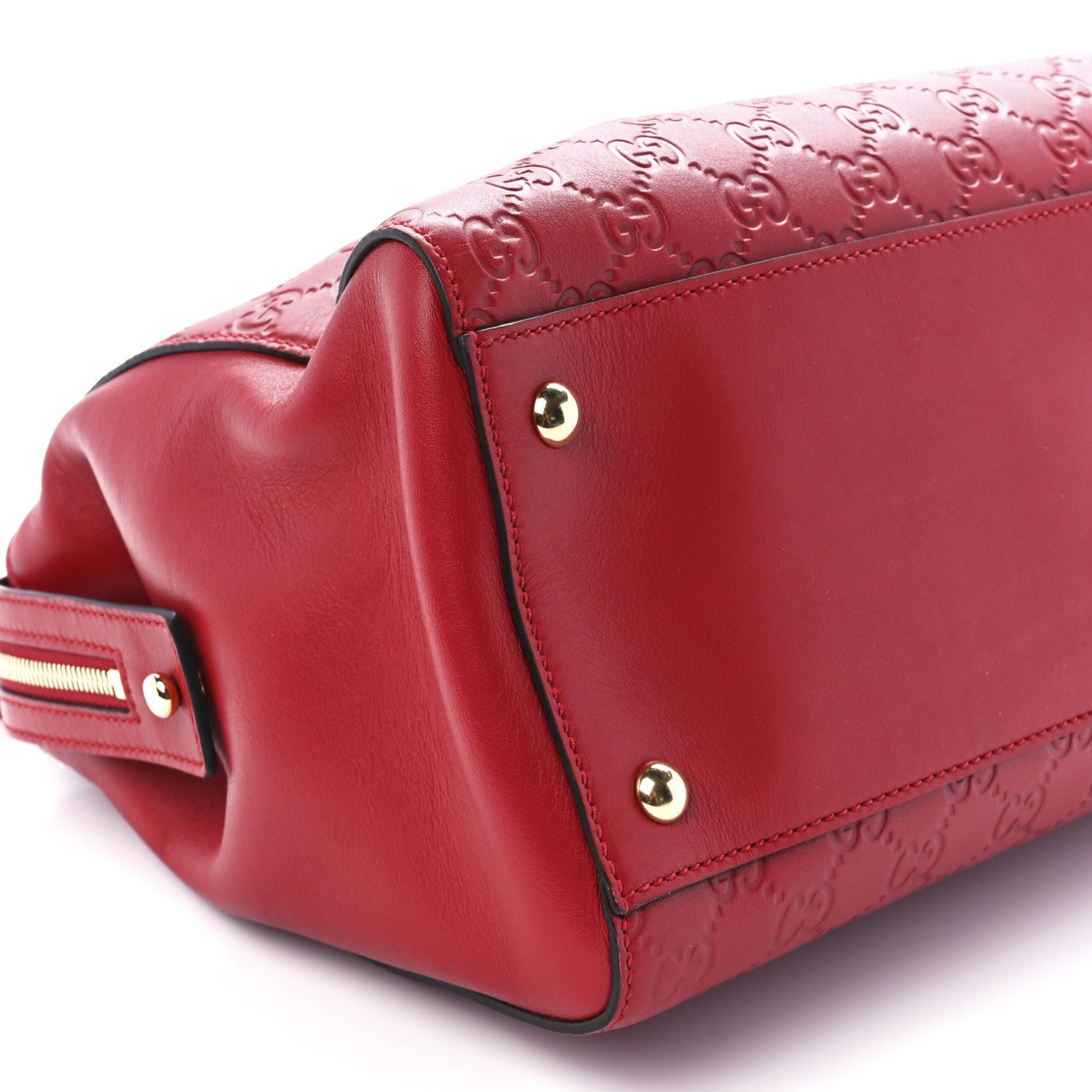 Gucci Soft Guccissima Signature Large Shoulder Tote Bag Hibiscus Red 11 of 12
