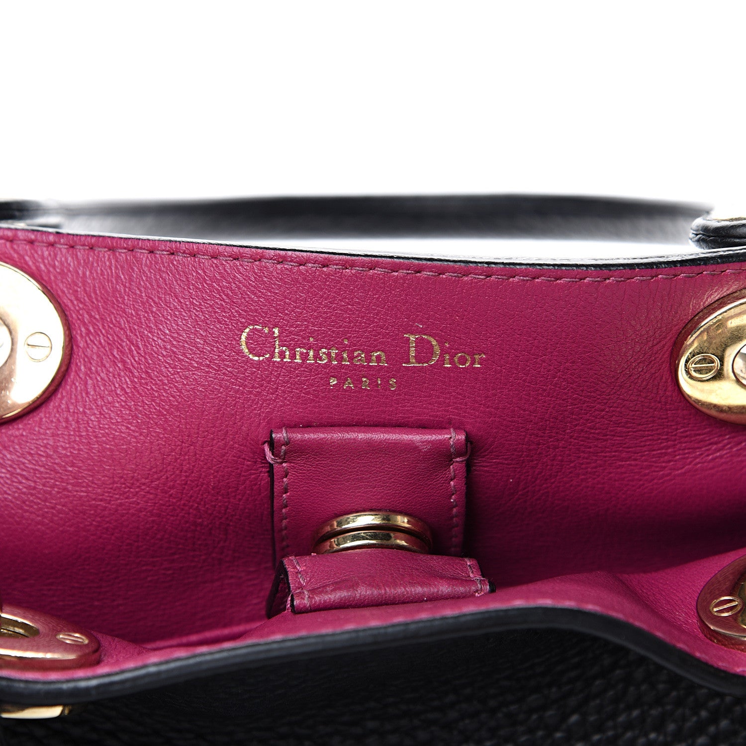 Christian Dior Bullcalf Medium Diorissimo Tote Black Rose Indien 6 of 14