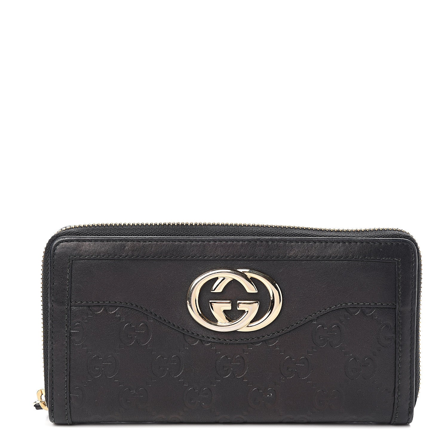 Gucci Guccissima Sukey Zip Around Wallet Black 1 of 7
