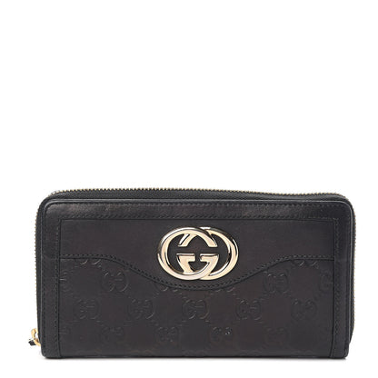 Gucci Guccissima Sukey Zip Around Wallet Black 1 of 7