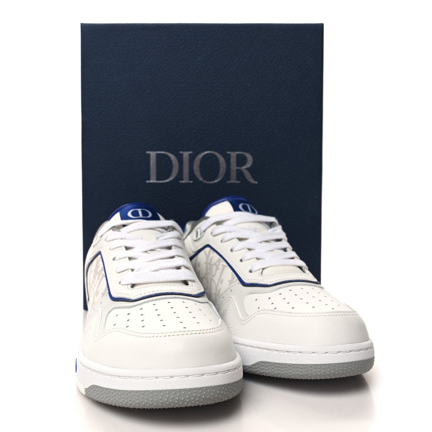 Christian Dior Smooth Calfskin Oblique Galaxy Perforated Mens B27 Low Top Sneakers 40 White Blue 9 of 9