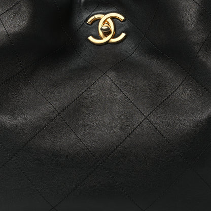 Chanel Calfskin Stitched Curved Chain Hobo Black 8 of 10