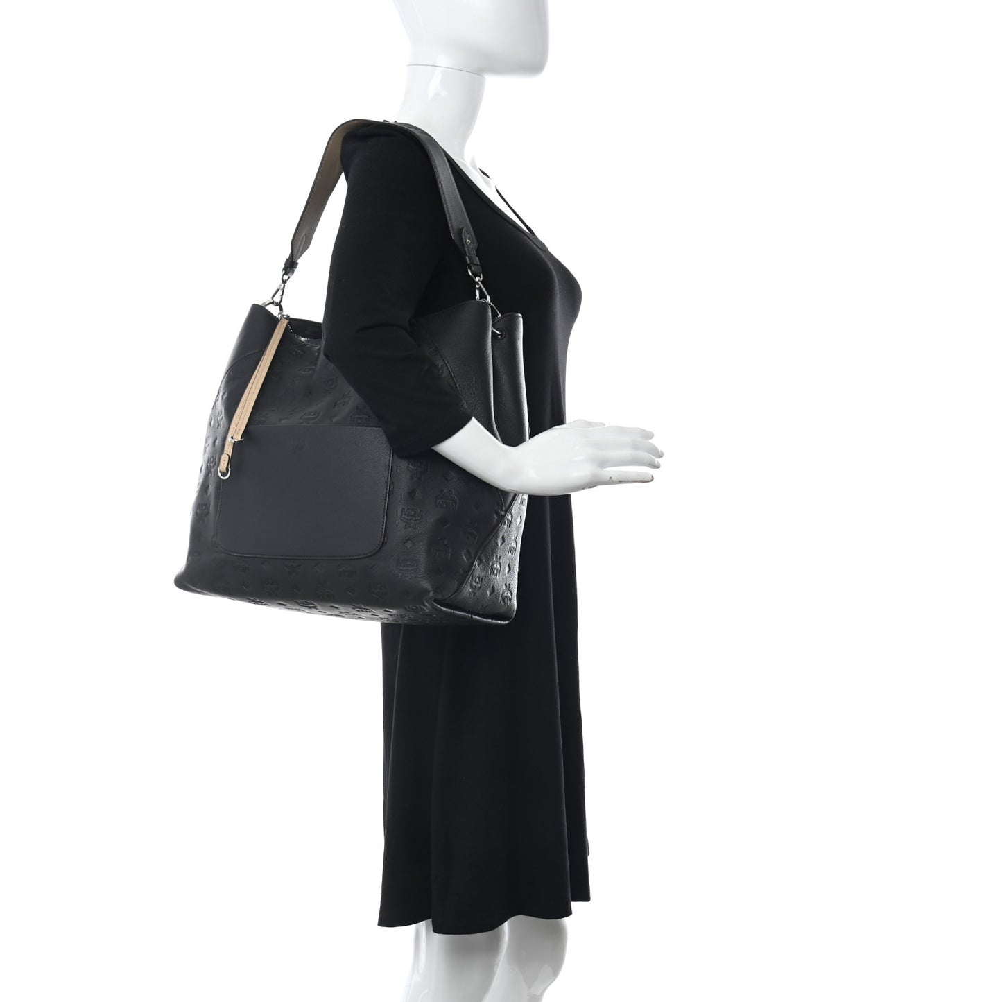 Calfskin Ottomar Monogram Large Klara Hobo Black Beige
